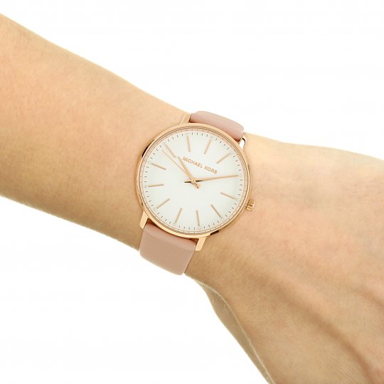  Shop Authentic Michael Kors Pyper Quartz White Dial Pink Leather Strap Watch For Women - MK2741 - Luxxuri