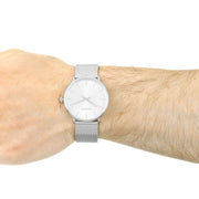  Shop Authentic Calvin Klein White Dial Silver Mesh Bracelet Watch for Women - K8M21126 - Luxxuri
