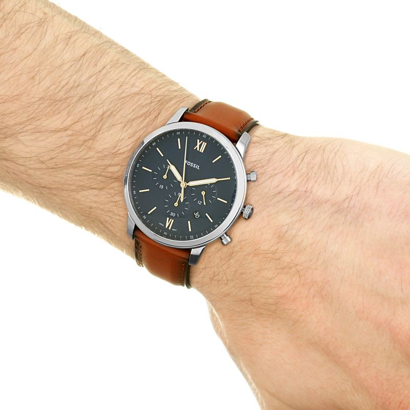  Shop Authentic Fossil Neutra Chronograph Blue Dial Brown Leather Strap Watch for Men - FS5453 - Luxxuri