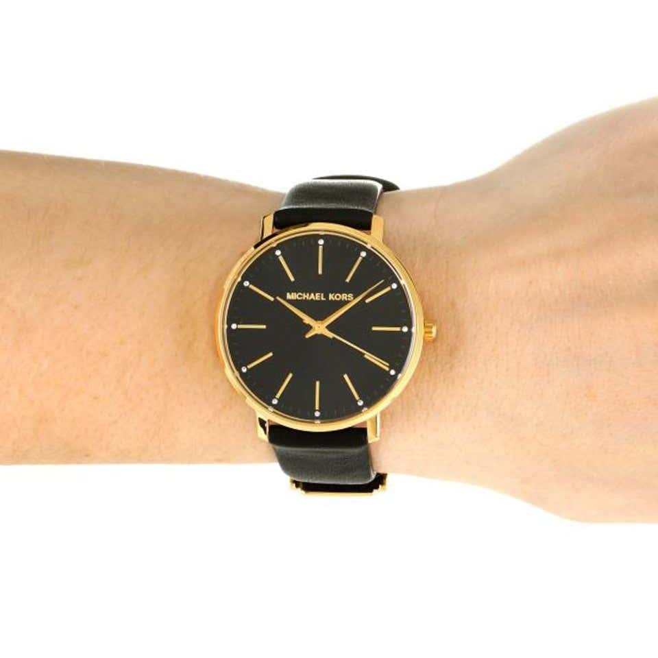  Shop Authentic Michael Kors Pyper Black Dial Black Leather Strap Watch For Women - MK2747 - Luxxuri