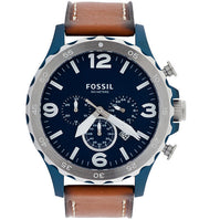  Shop Authentic Fossil Nate Chronograph Navy Blue Dial Brown Leather Strap Watch for Men - JR1504 - Luxxuri