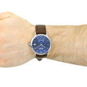  Shop Authentic Hugo Boss Corporal Blue Dial Brown Leather Strap Watch for Men - 151363 - Luxxuri