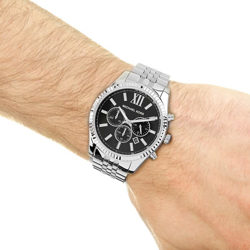  Shop Authentic Michael Kors Lexington Chronograph Black Dial Black Steel Strap Watch For Men - MK8602 - Luxxuri