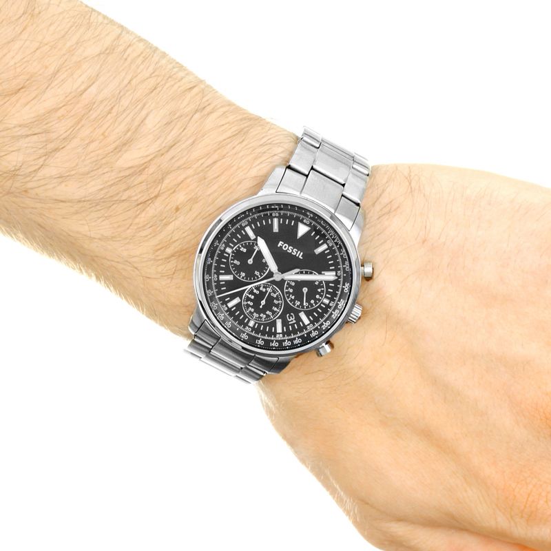  Shop Authentic Fossil Goodwin Chronograph Black Dial Silver Steel Strap Watch for Men - FS5412 - Luxxuri