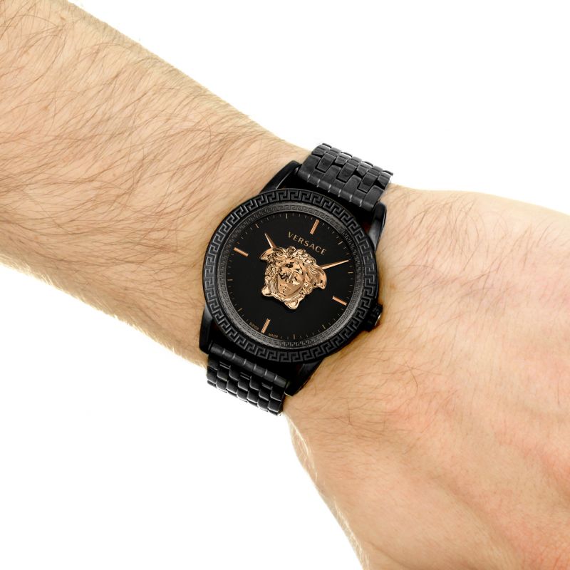  Shop Authentic Versace Palazzo Empire Black Dial Black Steel Strap Watch for Men - VERD00518 - Luxxuri