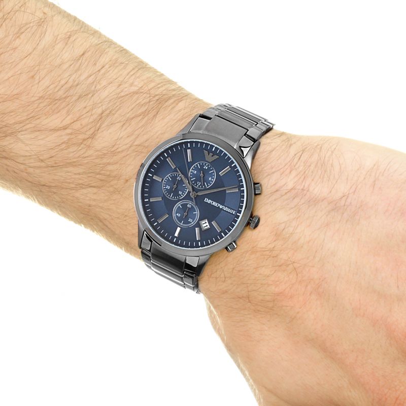  Shop Authentic Emporio Armani Renato Chronograph Blue Dial Grey Steel Strap Watch For Men - A11215 - Luxxuri