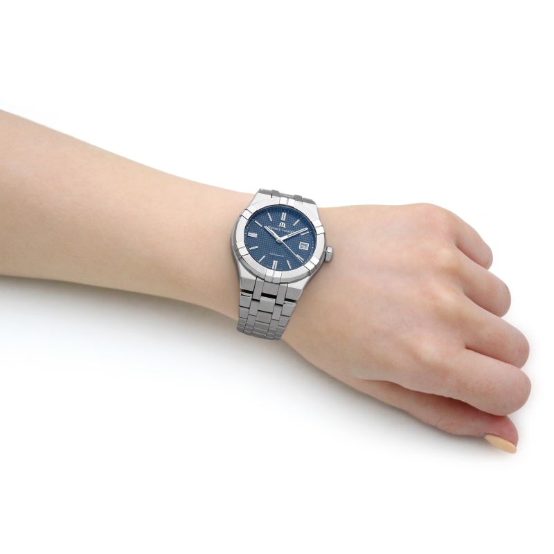  Shop Authentic Maurice Lacroix Aikon Automatic Blue Dial Silver Steel Strap Watch for Women - AI1807-SS002-430-1 - Luxxuri