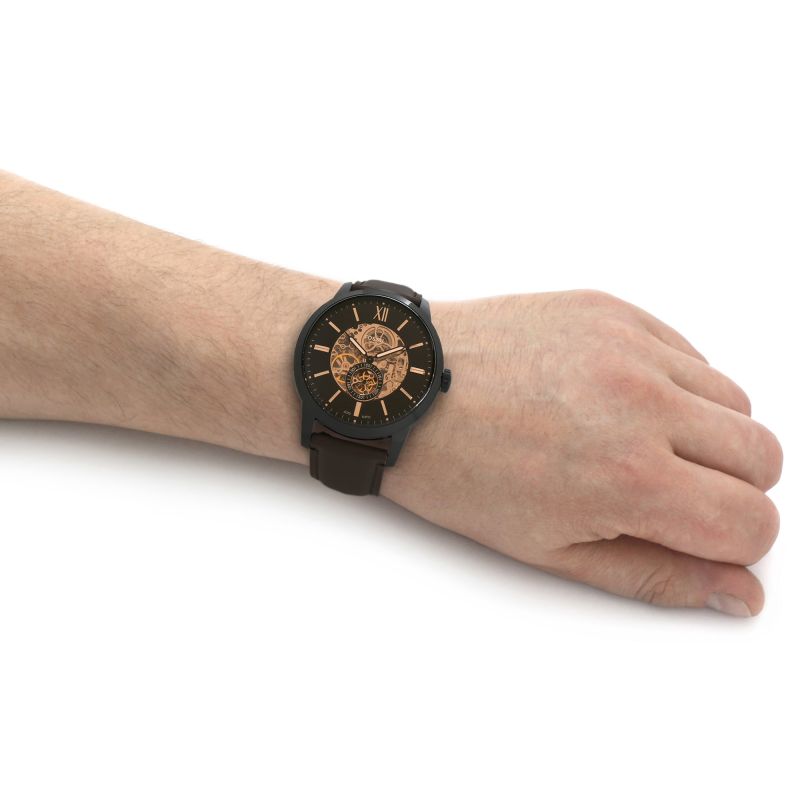  Shop Authentic Fossil Townsman Automatic Black Dial Brown Leather Strap Watch for Men - ME3155 - Luxxuri