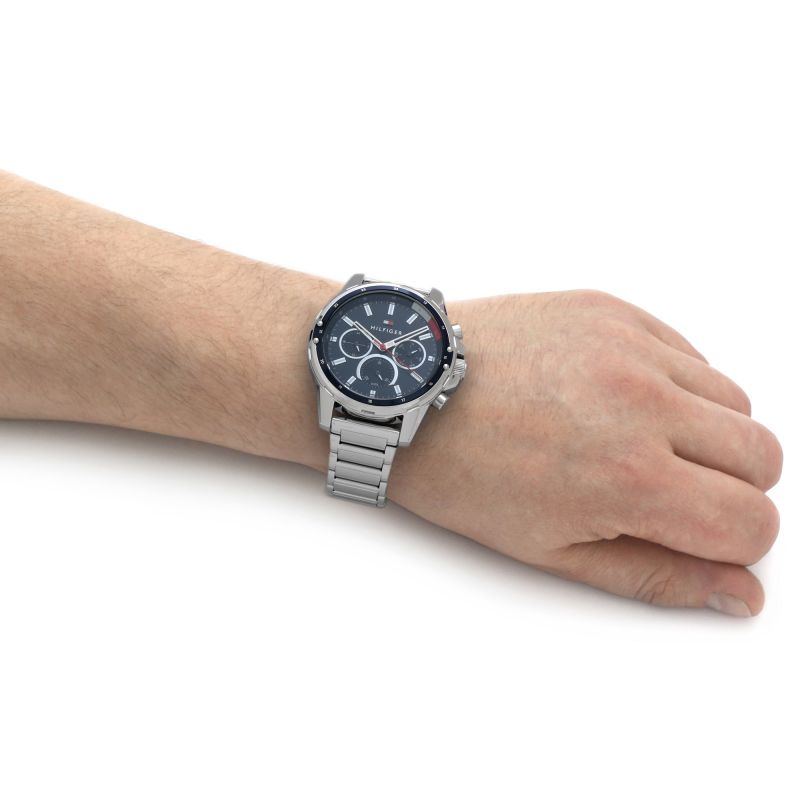  Shop Authentic Tommy Hilfiger Mason Quartz Blue Dial Silver Steel Strap Watch for Men - 1791788 - Luxxuri