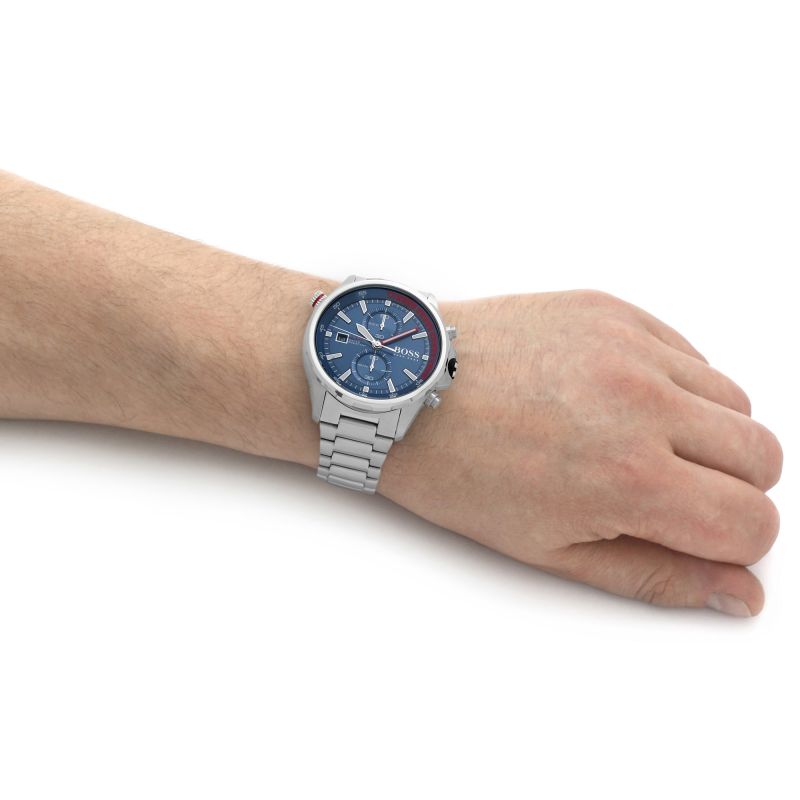  Shop Authentic Hugo Boss Globetrotter Blue Dial Silver Steel Strap Watch for Men - 1513823 - Luxxuri