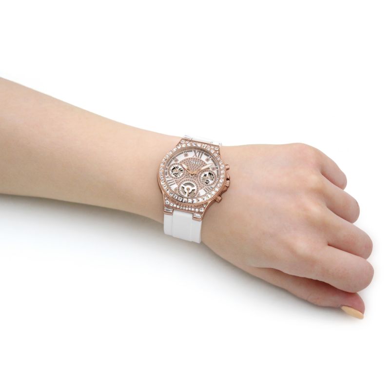  Shop Authentic Guess Moonlight Diamonds White Dial White Rubber Strap Watch for Women - GW0257L2 - Luxxuri