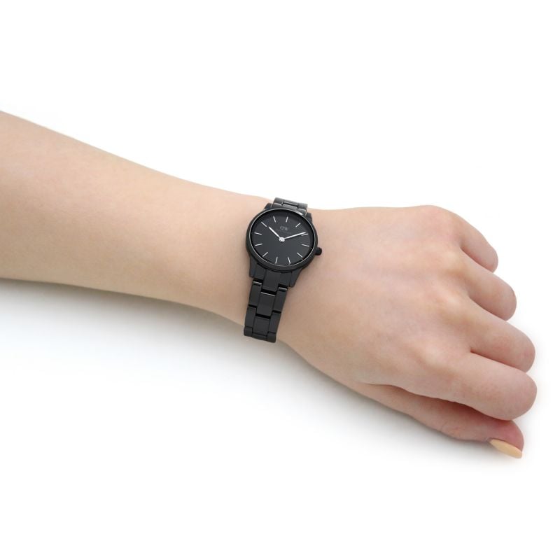 Shop Authentic Daniel Wellington Iconic Link Ceramic Black Dial Black Steel Strap Watch For Women - DW00100415 - Luxxuri