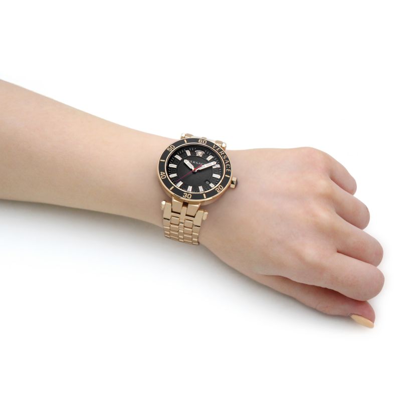  Shop Authentic Versace Greca Sport Quartz Black Dial Gold Steel Strap Watch for Men - VEZ300721 - Luxxuri