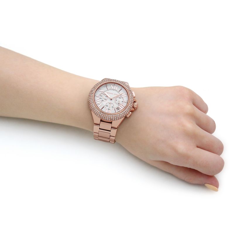  Shop Authentic Michael Kors Camille Chronograph White Dial Rose Gold Steel Strap Watch For Women - MK6995 - Luxxuri
