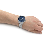  Shop Authentic Fossil Neutra Minimalist Moonphase Blue Dial Silver Steel Strap Watch for Men - FS5907 - Luxxuri