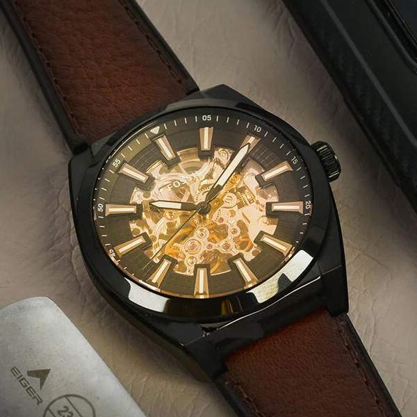  Shop Authentic Fossil Everett Automatic Analog Black Dial Brown Leather Strap Watch for Men - ME3207 - Luxxuri
