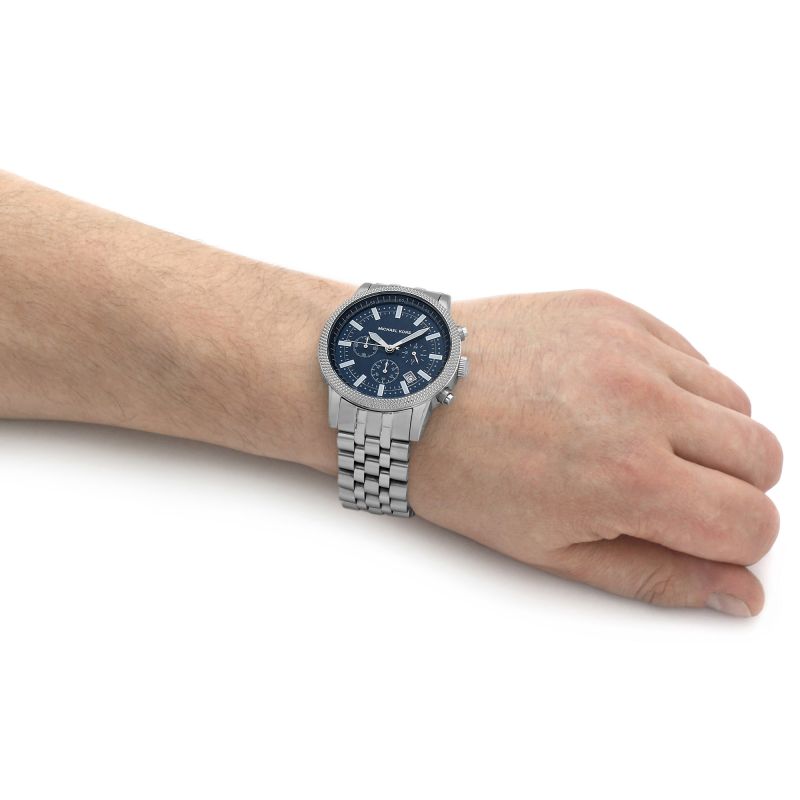  Shop Authentic Michael Kors Hutton Chronograph Blue Dial Blue Steel Strap Watch For Men - MK8952 - Luxxuri