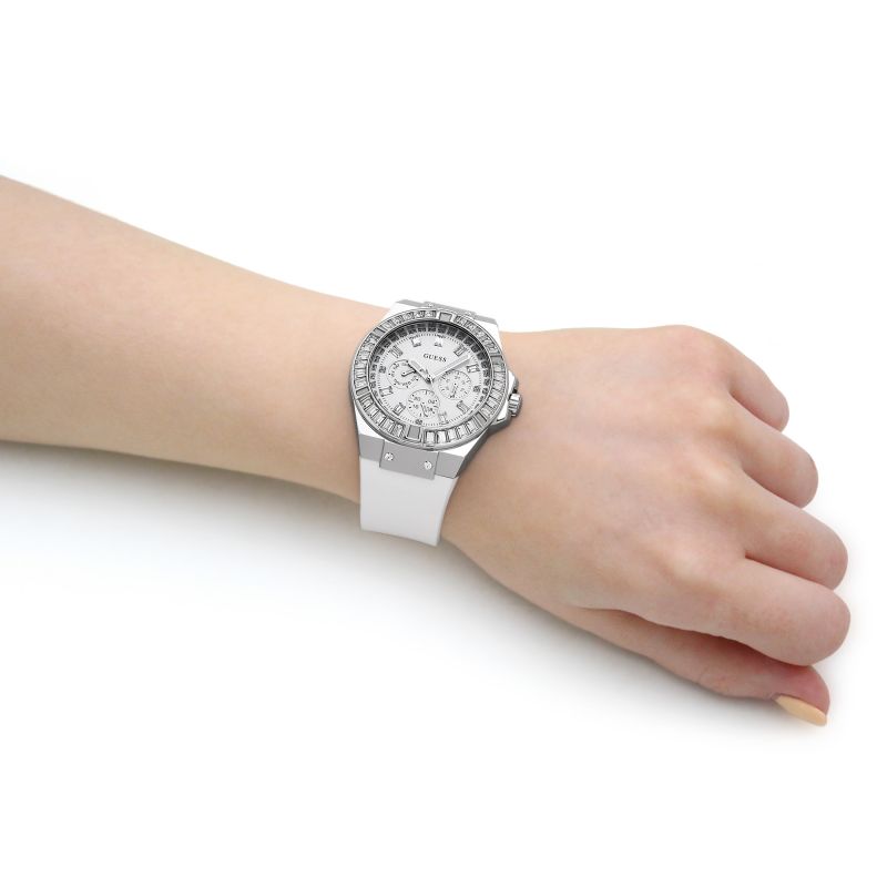  Shop Authentic Guess Venus Diamonds White Dial White Rubber Strap Watch for Women - GW0118L3 - Luxxuri