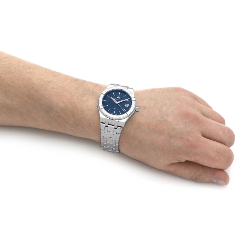  Shop Authentic Maurice Lacroix Aikon Date Blue Dial Silver Steel Strap Watch for Men - AI1108-SS002-430-1 - Luxxuri