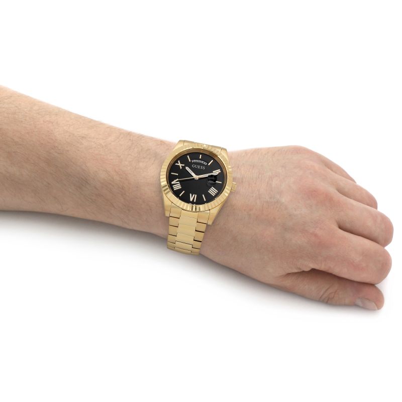  Shop Authentic Guess Connoisseur Black Dial Gold Steel Strap Watch for Men - GW0265G3 - Luxxuri