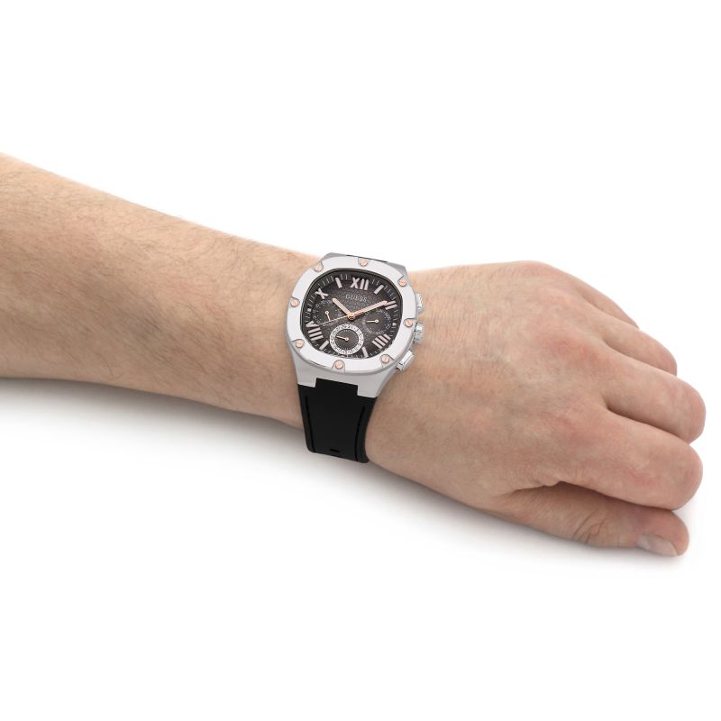  Shop Authentic Guess Headline Chronograph Grey Dial Black Rubber Strap Watch for Men - GW0571G1 - Luxxuri