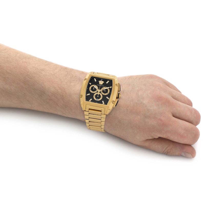  Shop Authentic Versace Dominus Chronograph Black Dial Gold Steel Strap Watch For Men - VE6H00523 - Luxxuri
