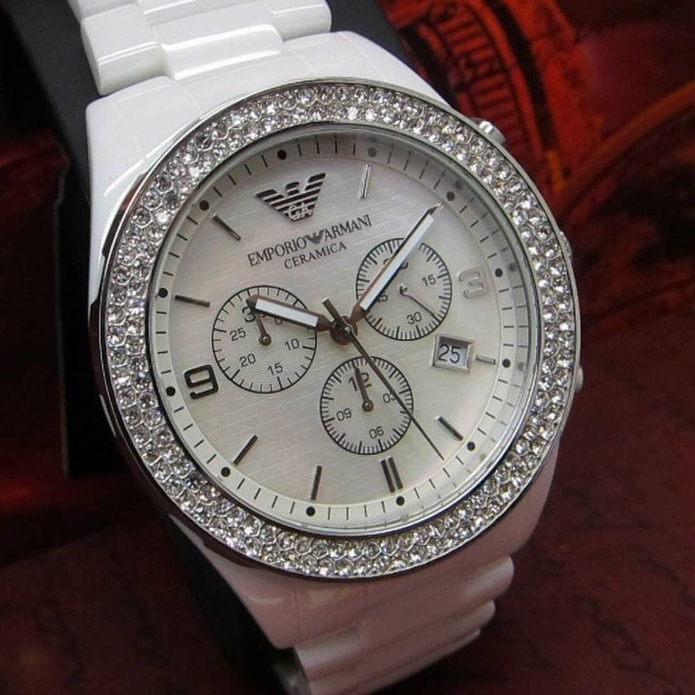  Shop Authentic Emporio Armani Ceramica Chronograph White Dial White Ceramic Strap Watch For Women - AR1456 - Luxxuri