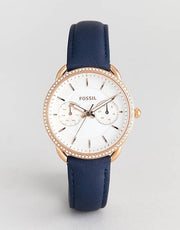  Shop Authentic Fossil Tailor White Dial Blue Leather Strap Watch for Women - ES4394 - Luxxuri