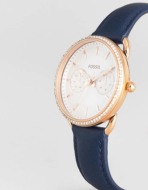  Shop Authentic Fossil Tailor White Dial Blue Leather Strap Watch for Women - ES4394 - Luxxuri