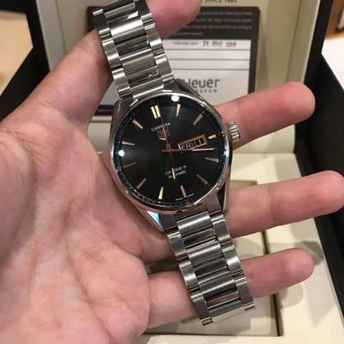  Shop Authentic Tag Heuer Carrera Calibre 5 Automatic Black Dial Silver Steel Strap Watch for Men - WAR201C.BA0723 - Luxxuri