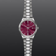  Shop Authentic Tudor Style Automatic Burgundy Red Dial Silver Steel Strap Watch for Men - M12710-0015 - Luxxuri