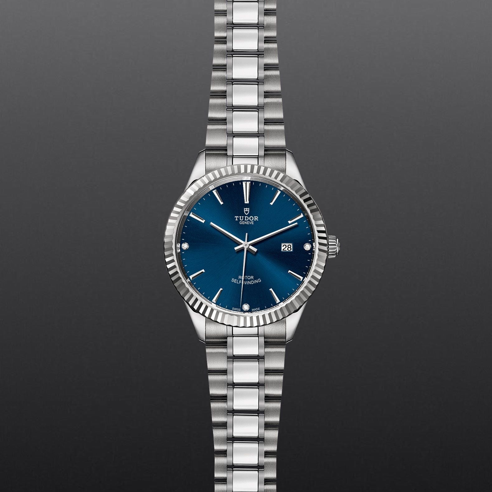  Shop Authentic Tudor Style Automatic Diamonds Blue Dial Silver Steel Strap Watch for Men - M12710-0017 - Luxxuri