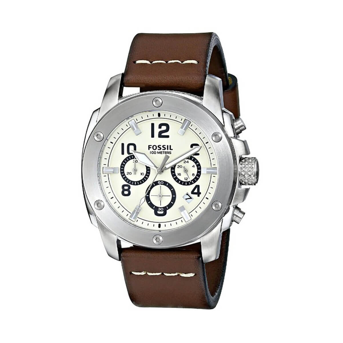  Shop Authentic Fossil Modern Machine White Dial Brown Leather Strap Watch for Men - FS4929 - Luxxuri