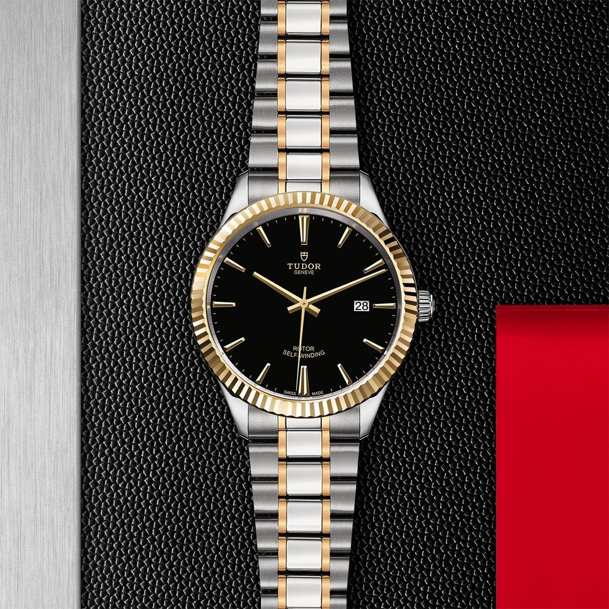  Shop Authentic Tudor Style Automatic Black Dial Two Tone Steel Strap Watch for Men - M12713-0005 - Luxxuri