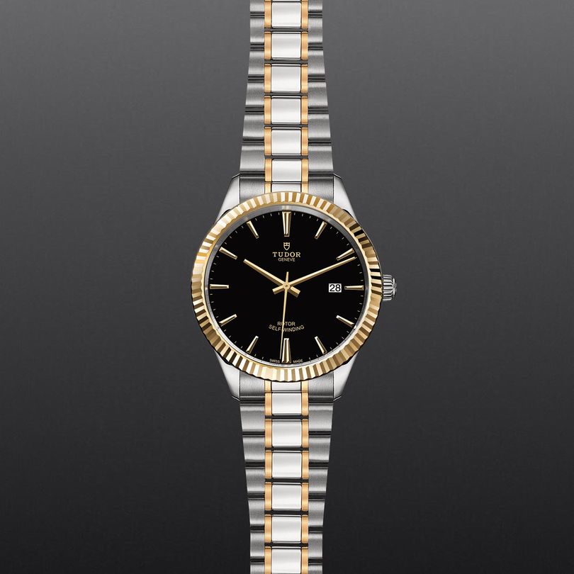  Shop Authentic Tudor Style Automatic Black Dial Two Tone Steel Strap Watch for Men - M12713-0005 - Luxxuri