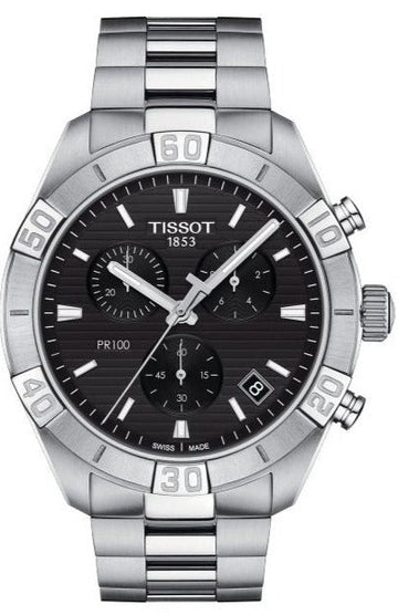  Shop Authentic Tissot T Classic PR 100 Sport Chronograph Black Dial Silver Steel Strap Watch for Men - T101.617.11.051.00 - Luxxuri
