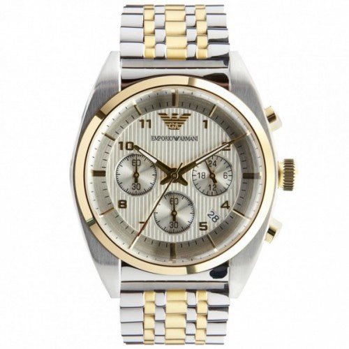  Shop Authentic Emporio Armani Classic Chronograph White Dial Two Tone Steel Strap Watch For Men - AR0396 - Luxxuri