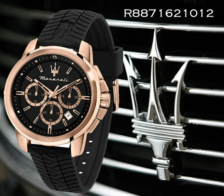  Shop Authentic Maserati Successo 44mm Black Rose Gold Dial Black Rubber Strap Watch For Men - R8871621012 - Luxxuri