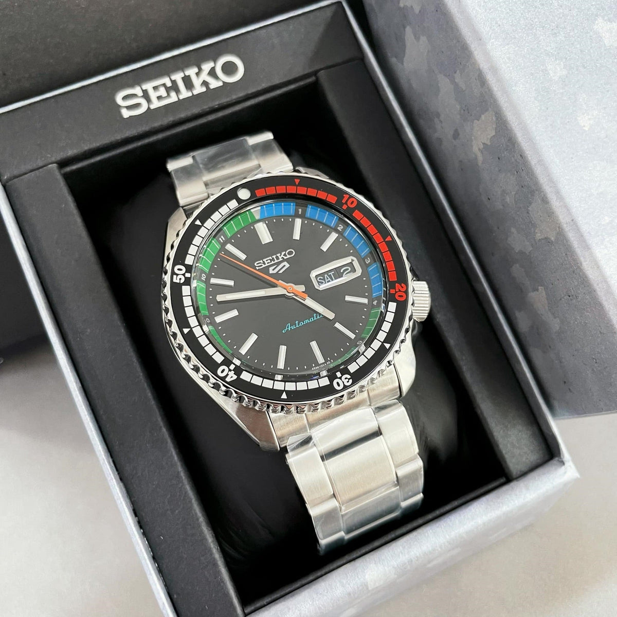  Shop Authentic Seiko 5 Sports SKX Series Regatta Timer Retro Blue Dial Silver Steel Strap Watch For Men - SRPK13K1 - Luxxuri