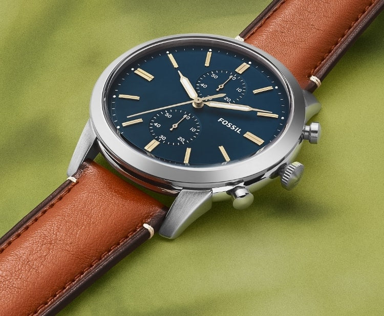  Shop Authentic Fossil Townsman Chronograph Blue Dial Brown Leather Strap Watch for Men - FS5279 - Luxxuri