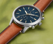  Shop Authentic Fossil Townsman Chronograph Blue Dial Brown Leather Strap Watch for Men - FS5279 - Luxxuri