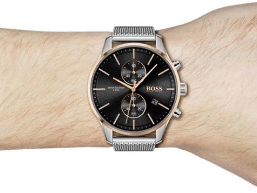  Shop Authentic Hugo Boss Associate Black Dial Silver Mesh Bracelet Watch for Men - 1513805 - Luxxuri