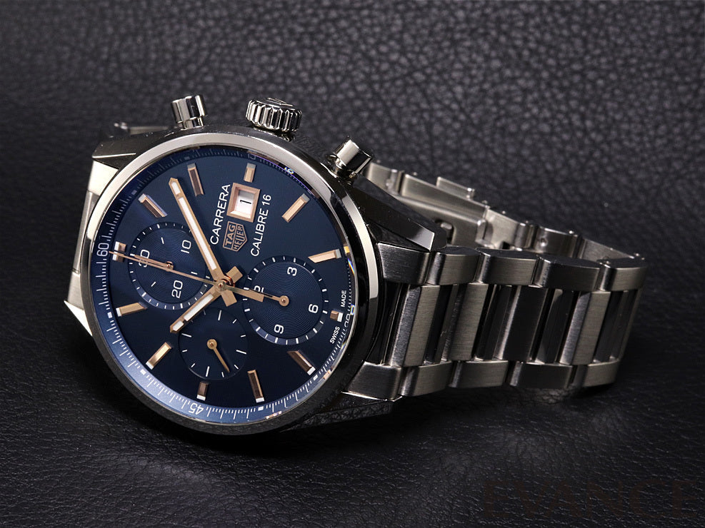  Shop Authentic Tag Heuer Carrera Automatic Chronograph Blue Dial Silver Steel Strap Watch for Men - CBK2115.BA0715 - Luxxuri