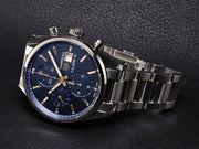  Shop Authentic Tag Heuer Carrera Automatic Chronograph Blue Dial Silver Steel Strap Watch for Men - CBK2115.BA0715 - Luxxuri