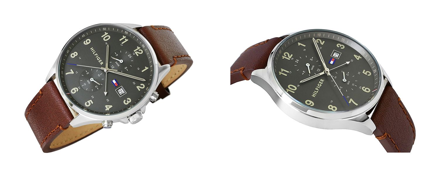 Shop Authentic Tommy Hilfiger West Chronograph Grey Dial Brown Leather Strap Watch For Men - 1791710 - Luxxuri