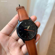  Shop Authentic Fossil The Minimalist Black Dial Brown Leather Strap Watch for Men - FS5305 - Luxxuri