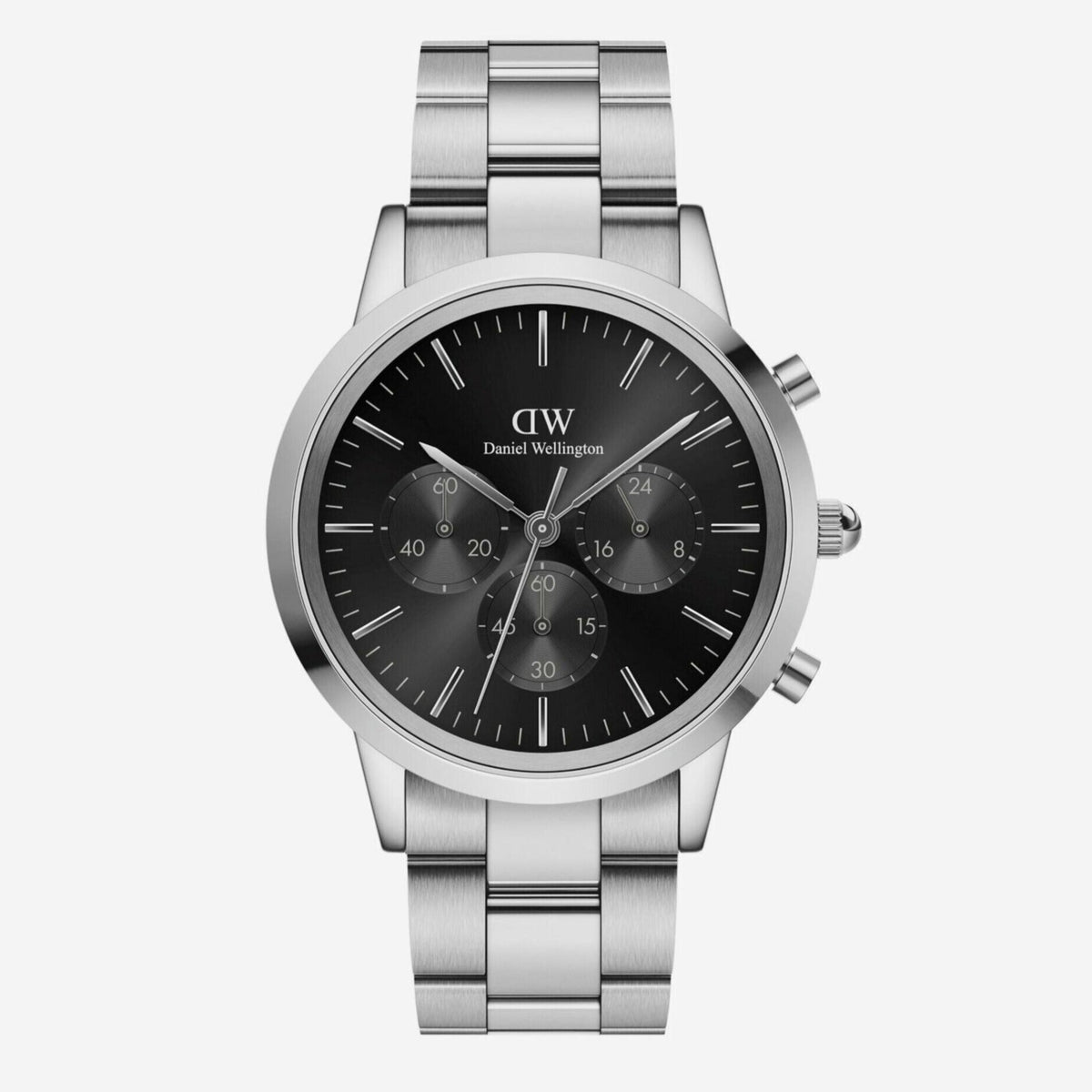  Shop Authentic Daniel Wellington Iconic Chronograph Link Black Dial Silver Steel Strap Watch For Men  - DW00100645 - Luxxuri