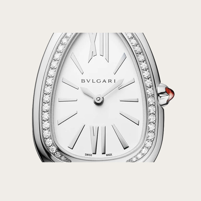  Shop Authentic Bvlgari Serpenti Seduttori Diamonds Silver Dial Silver Steel Strap Watch for Women - SERPENTI103361 - Luxxuri