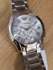  Shop Authentic Emporio Armani Valente Chronograph Silver Dial Silver Steel Strap Watch For Men - AR11081 - Luxxuri