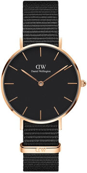 Shop Authentic Daniel Wellington Classic Petite Cornwall Black Dial Black NATO Strap Watch For Women - DW00100215 - Luxxuri